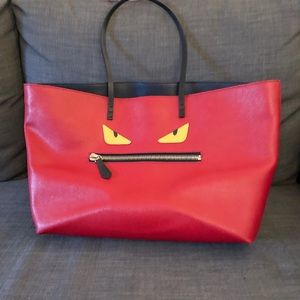 Authentic Fendi Red Bugs Tote Bag